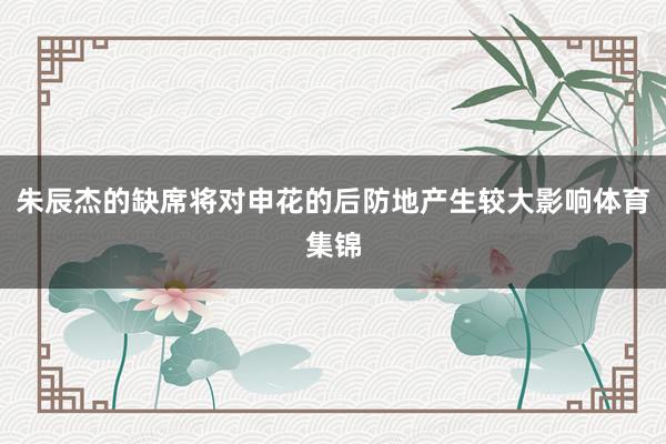 朱辰杰的缺席将对申花的后防地产生较大影响体育集锦