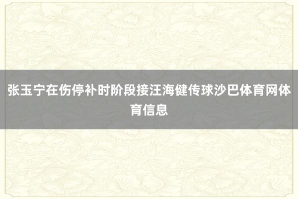 张玉宁在伤停补时阶段接汪海健传球沙巴体育网体育信息