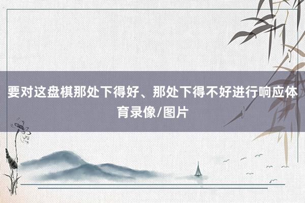 要对这盘棋那处下得好、那处下得不好进行响应体育录像/图片