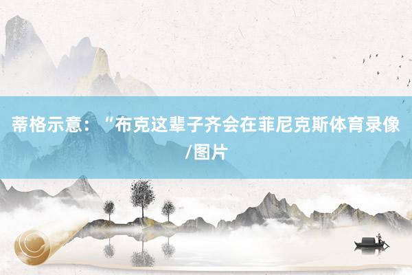 蒂格示意:“布克这辈子齐会在菲尼克斯体育录像/图片