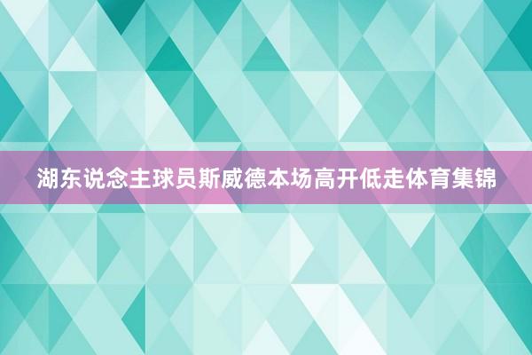 湖东说念主球员斯威德本场高开低走体育集锦