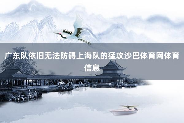 广东队依旧无法防碍上海队的猛攻沙巴体育网体育信息
